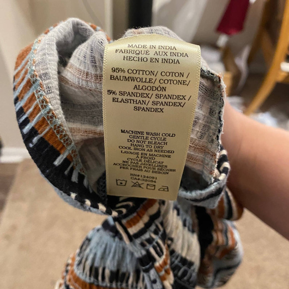 Anthropologie Porridge Women Smocked Peplum Med Tube Top Bohemian Black Blue M - Picture 9 of 11